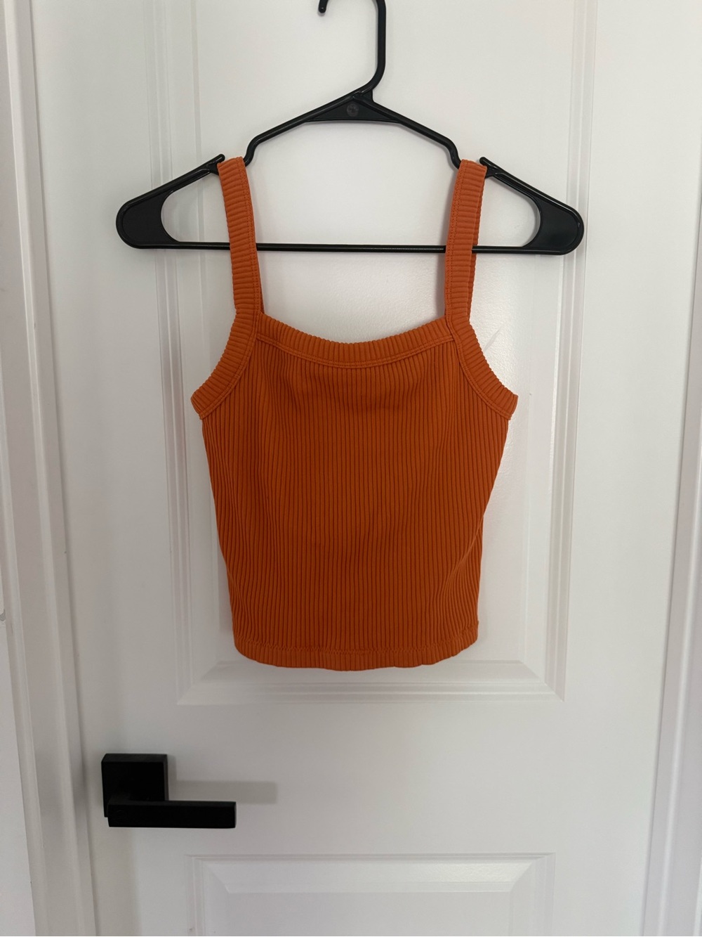 Ribbed Square-Neck Tank Top - Orange